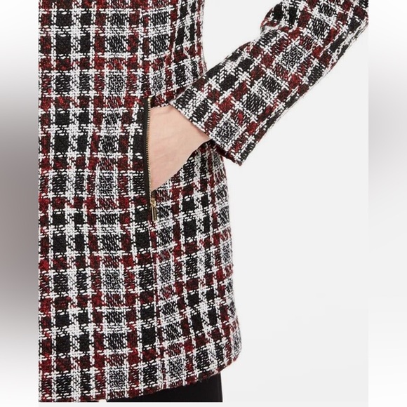 CALVIN KLEIN TWEED JACKET CAREER BLACK RED WHITE OPEN FRONT SIZE 4 - Picture 3 of 16